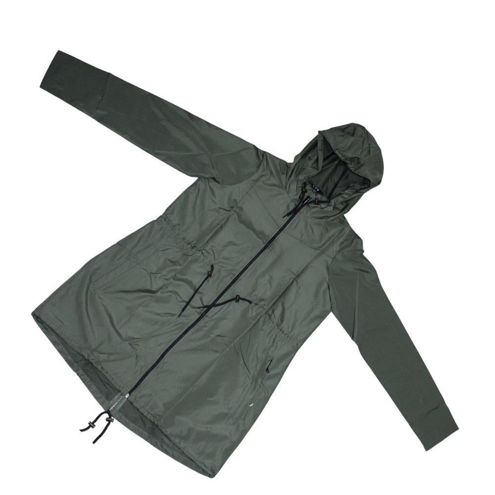 Long Tall Sally Green Hooded Rain Jacket Cinch Waist NWT US 10Tall - Picture 4 of 5